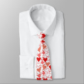 Cravate Saint Valentin Amour rose, rouge et Motif blanc (Attaché)