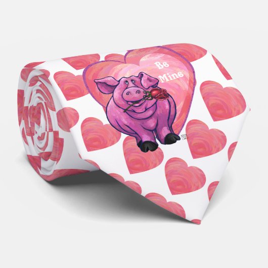 Cravate Saint Valentin au cochon (Roulé)