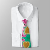 Cravate Saint Valentin - Fleurs et Coeurs roses (Attaché)