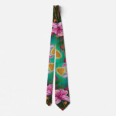 Cravate Saint Valentin - Fleurs et Coeurs roses (Dos)