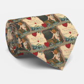 Cravate Saint-Valentin mignon vintage, chérubin enseignant (Roulé)