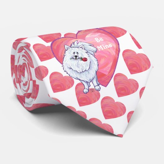 Cravate Saint Valentin Poméranie Blanche (Roulé)