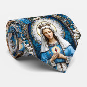 Cravate Sainte Marie avec la Couronne et le Sacré Coeur (Roulé)