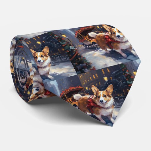 Cravate Saison de Noël de Corgi (Roulé)