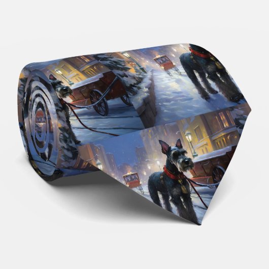 Cravate Saison de Noël des Schnauzer miniatures (Roulé)