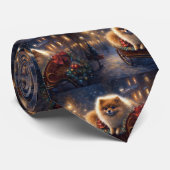 Cravate Saison de Noël Poméranienne brossé (Roulé)