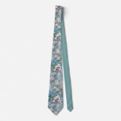 Cravate Sakura arbres bleu plante motif (Devant)