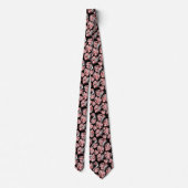 Cravate Salamander Et Feuilles Rose Répétant Motif (Dos)