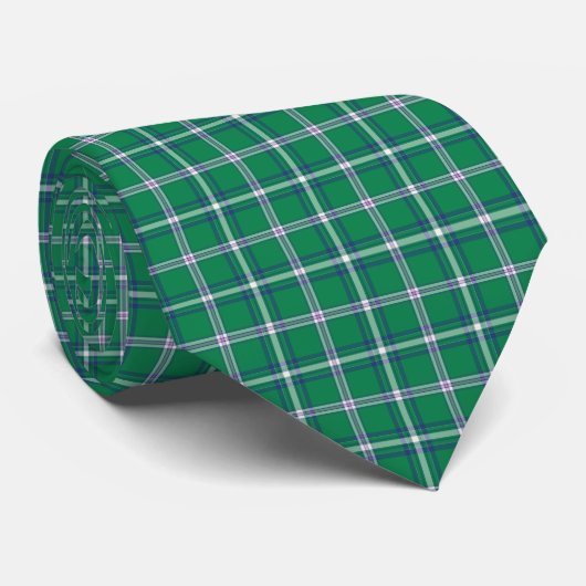 Cravate Salem Green and White Plaid Neck Tie (Roulé)