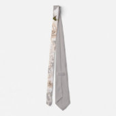 Cravate Salle De Mariage Florale Blanc Gris Beige (Dos)