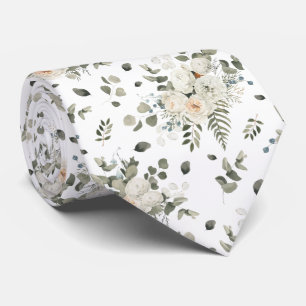 Cravate Salles Mariage blanc  Floral Motif Bouquet