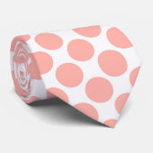 Cravate Salmon Polka Dots on White Custom Necktie (Roulé)