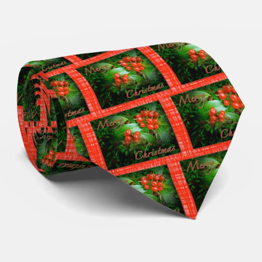 Cravate Salutations de Noël de Holly Berries (Roulé)