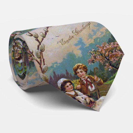 Cravate Salutations de Pâques 1908 (Roulé)