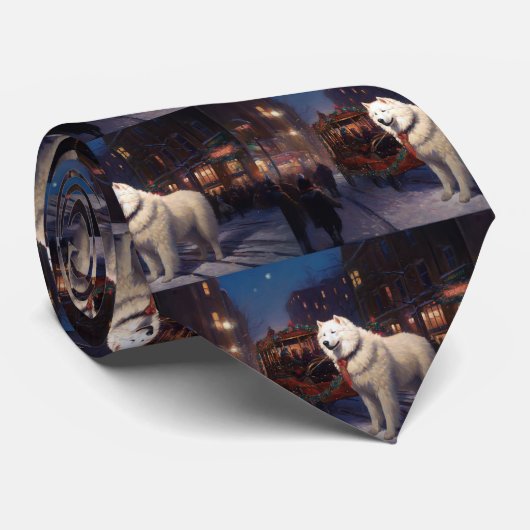 Cravate Samoyed Christmas Festive Saison (Roulé)