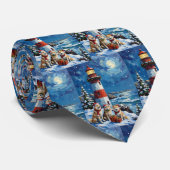 Cravate Samoyed Christmas Lighthouse Holiday (Roulé)