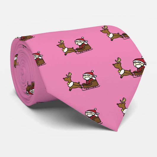 Cravate santa claus & reindeer (Roulé)
