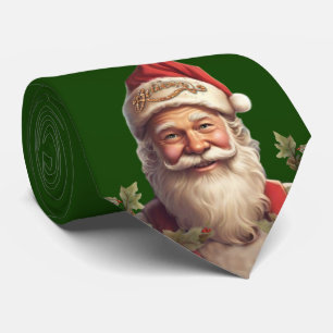 Cravate Santa Claus Saint Nicholas vert Noël