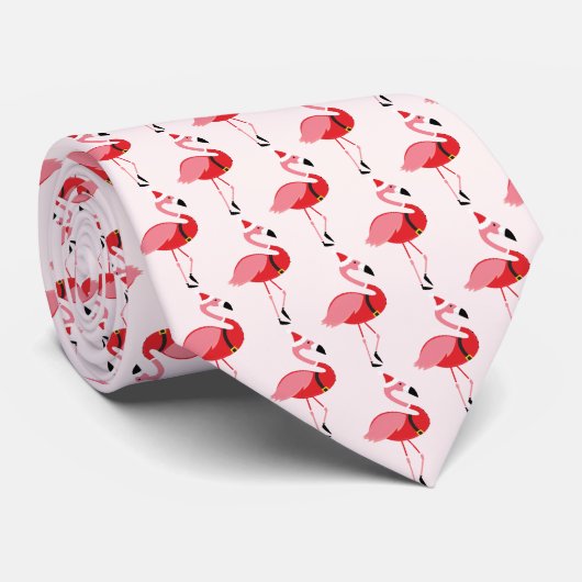 Cravate Santa Pink Flamingo Novelty Christmas (Roulé)