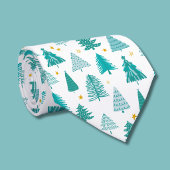 Cravate Sapin de Noël Forêt d'Hiver Verte