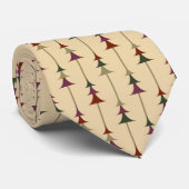 Cravate Sapins de Noël beige moderne (Roulé)