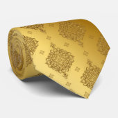 Cravate Satin doré brillant au look métallisé embossé (Roulé)