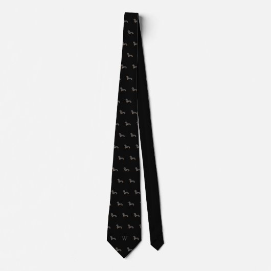 Cravate Saucisse Dachshund Chien Initiales monogrammes Noi (Devant)