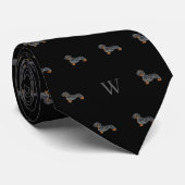 Cravate Saucisse Dachshund Chien Initiales monogrammes Noi (Roulé)