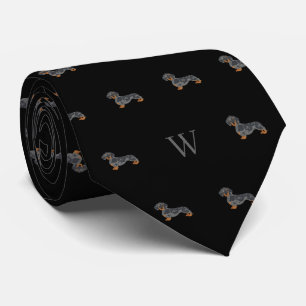 Cravate Saucisse Dachshund Chien Initiales monogrammes Noi