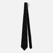 Cravate Saucisson Teckel Chien Monogramme Initiales Noir (Devant)