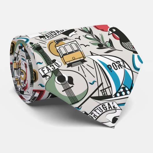 Cravate Saudade // motifs populaires du Portugal (Roulé)