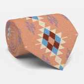 Cravate Saumon bleu Oriental Tribal Aztec Mosaic Design (Roulé)