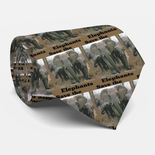 Cravate Sauvez les éléphants (Roulé)