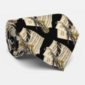 Cravate Saxophone et musique de piano (Roulé)