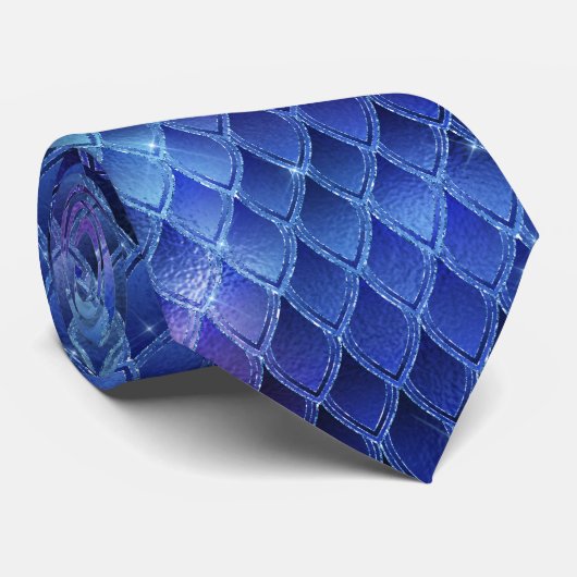 Cravate Scales Dragon Bleu (Roulé)