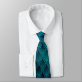 Cravate Scales Dragon Turquoise et Parties scintillant cha (Attaché)