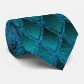 Cravate Scales Dragon Turquoise et Parties scintillant cha (Roulé)
