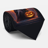 Cravate Scary Halloween sorcière et Citrouille fou de sour (Roulé)