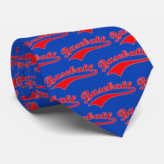 Cravate Scénario de baseball en rouge (Roulé)