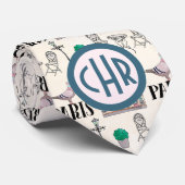 Cravate Scène de la rue de Paris | Monogramme aquarelle (Roulé)