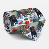 Cravate Scène de Noël du Labrador noir (Roulé)