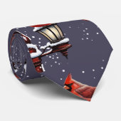 Cravate Scène D'Hiver Avec Cardinal Bird Fêtes Noël (Roulé)