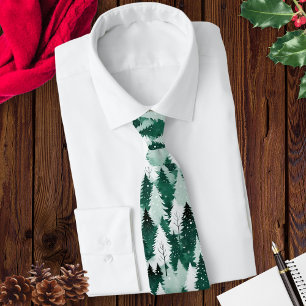 Cravate Scène hivernale de forêt enneigée Arbres Motif Noë