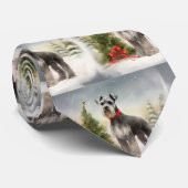 Cravate Schnauzer Chien à Noël de neige (Roulé)