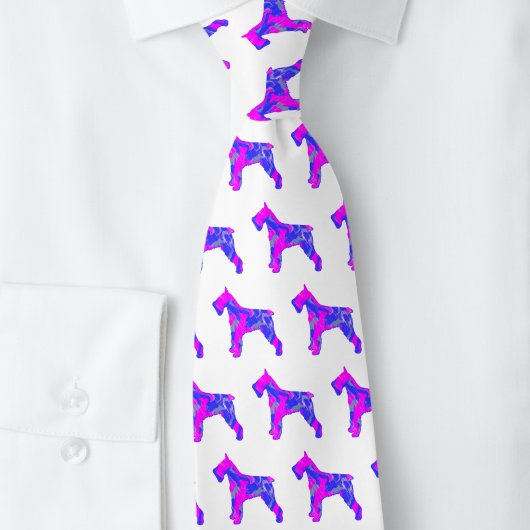 Cravate Schnauzer Chien Cute Rose Silhouette Blanc Cou