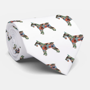 Cravate Schnauzer Chien race Geo Silhouette Plaid