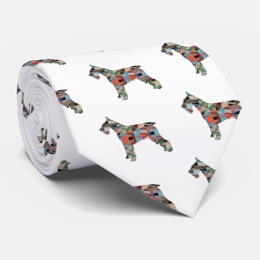 Cravate Schnauzer Chien race Geo Silhouette Plaid (Roulé)