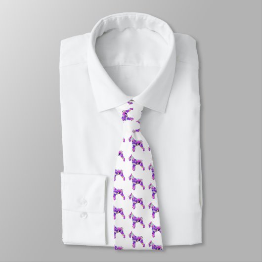 Cravate Schnauzer Chien Silhouette Purple PY&B Cou blanc (Attaché)