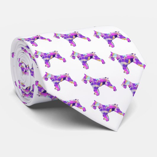 Cravate Schnauzer Chien Silhouette Purple PY&B Cou blanc (Roulé)