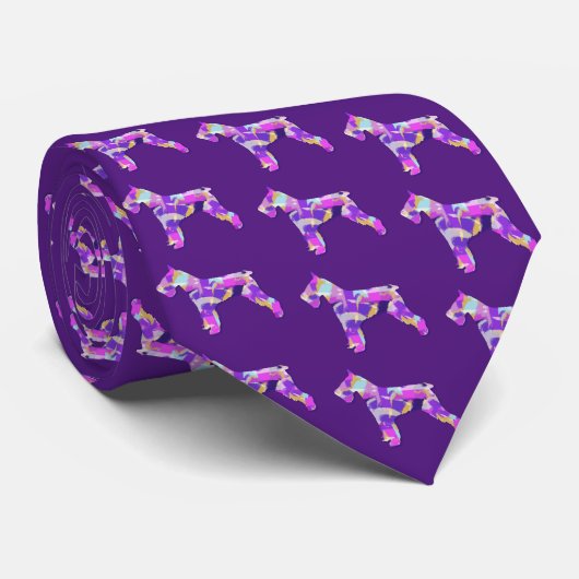 Cravate Schnauzer Chien Silhouette Purple PY&B Cou foncé (Roulé)
